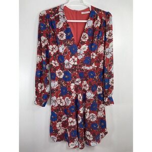 Glamorous Tall Long Sleeve Plunge Front Floral Skater Dress